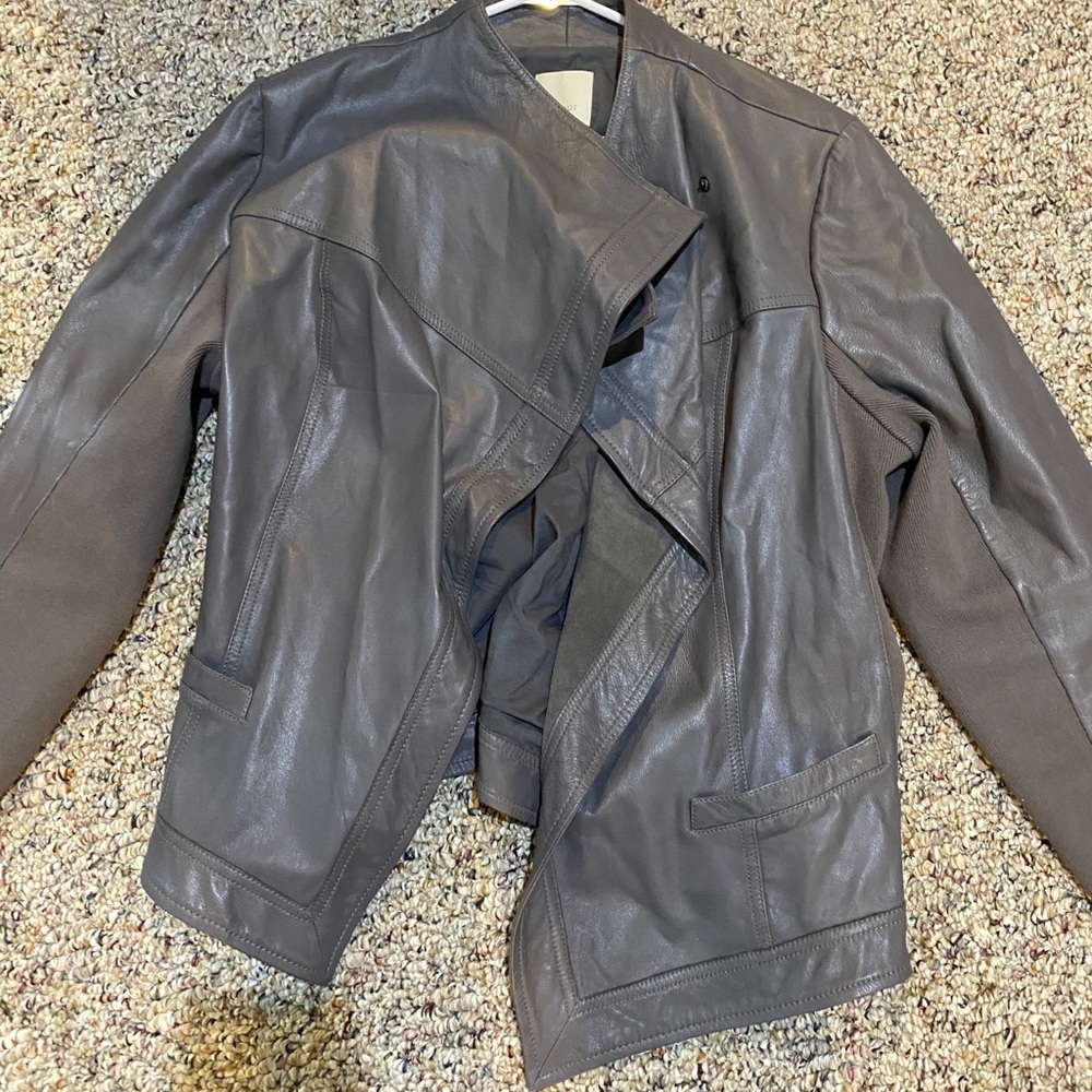 Gray faux leather jacket